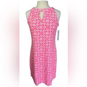 Lulu B Neon Pink Floral Keyhole Dress, Size Large